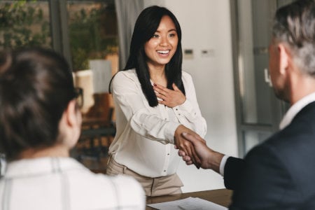 A lady accepting a job offer in Bangkok